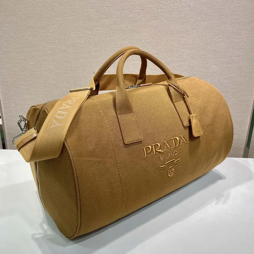 Prada Unisex Canvas Duffle Bag-Brown - image 5