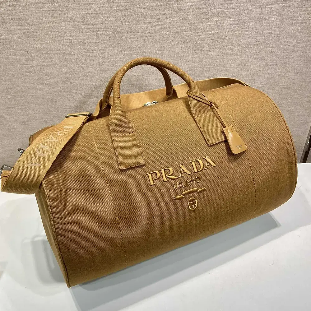 Prada Unisex Canvas Duffle Bag-Brown - image 4