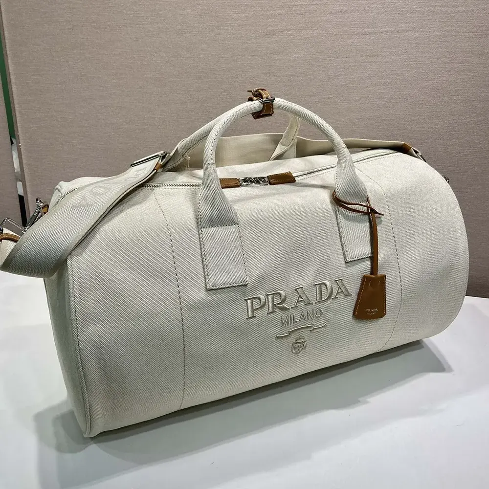Prada Unisex Canvas Duffle Bag-White - image 5