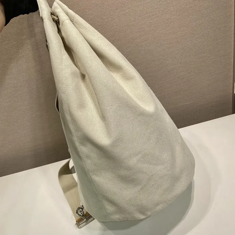 Prada Unisex Linen Blend Drawstring Duffel Bag-White - image 5
