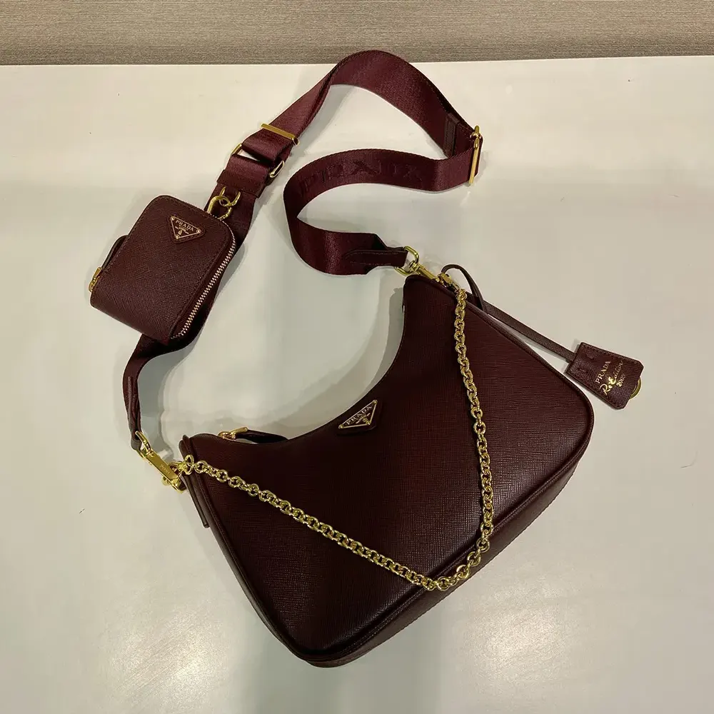 Prada Women Re-Edition 2005 Saffiano Leather Bag-Maroon - image 6