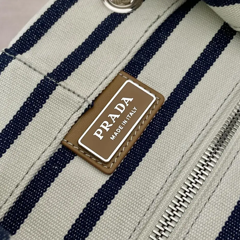 Prada Unisex Striped Canvas Drawstring Duffel Bag-White - image 7