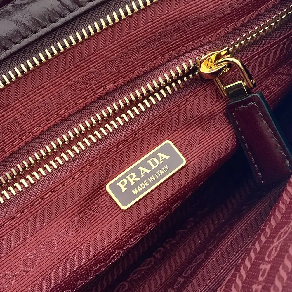 Prada Women Bonnie Medium Leather Handbag-Maroon - image 9