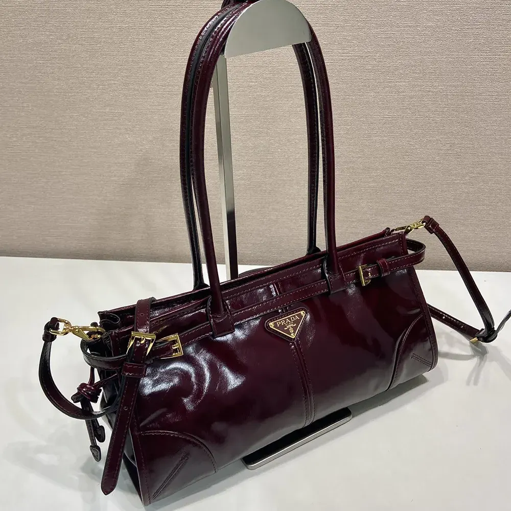 Prada Women Bonnie Medium Leather Handbag-Maroon - image 4