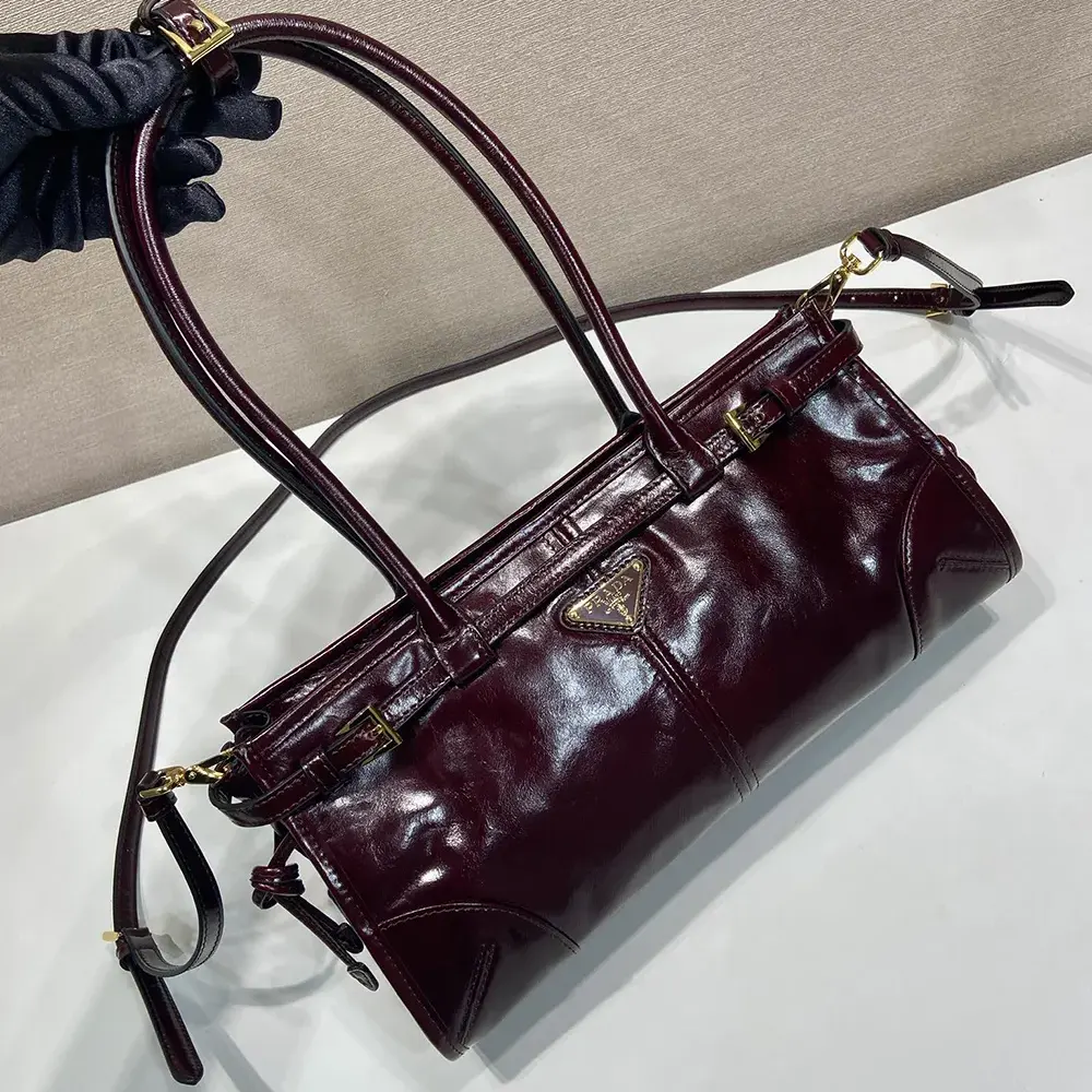 Prada Women Bonnie Medium Leather Handbag-Maroon - image 5