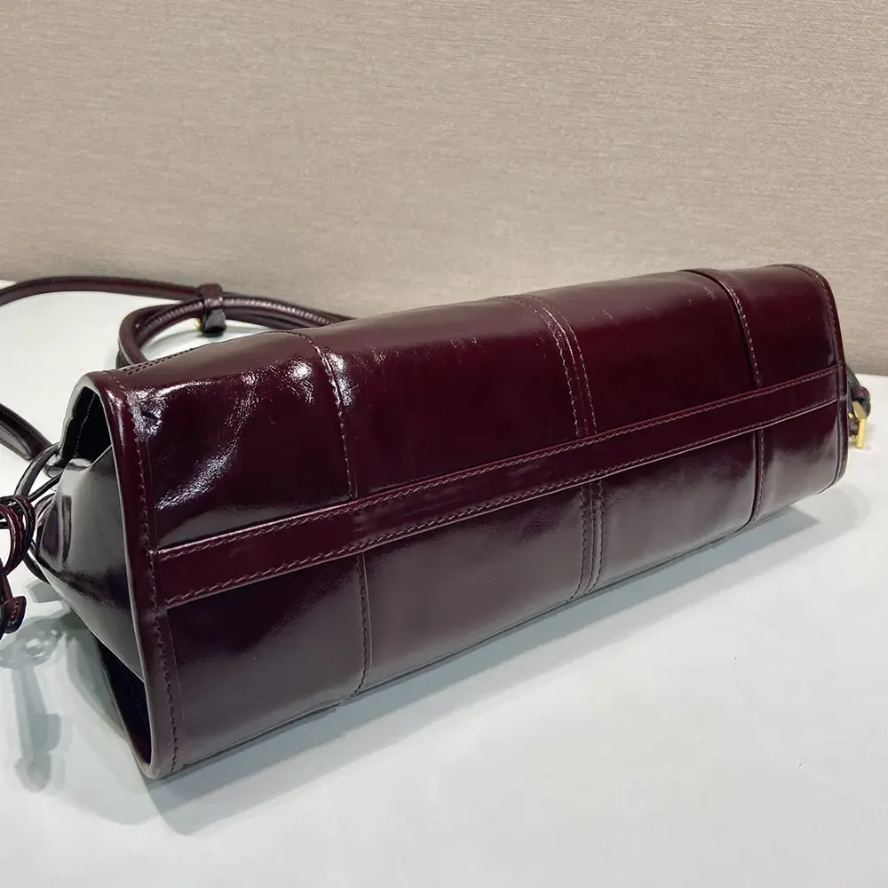 Prada Women Bonnie Medium Leather Handbag-Maroon - image 7