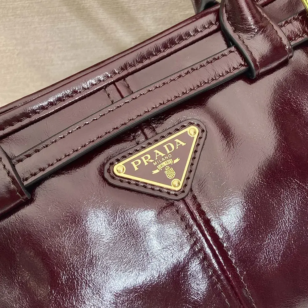 Prada Women Bonnie Medium Leather Handbag-Maroon - image 8