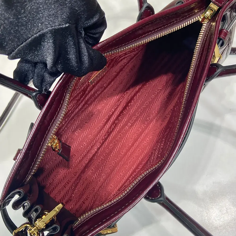 Prada Women Bonnie Medium Leather Handbag-Maroon - image 10
