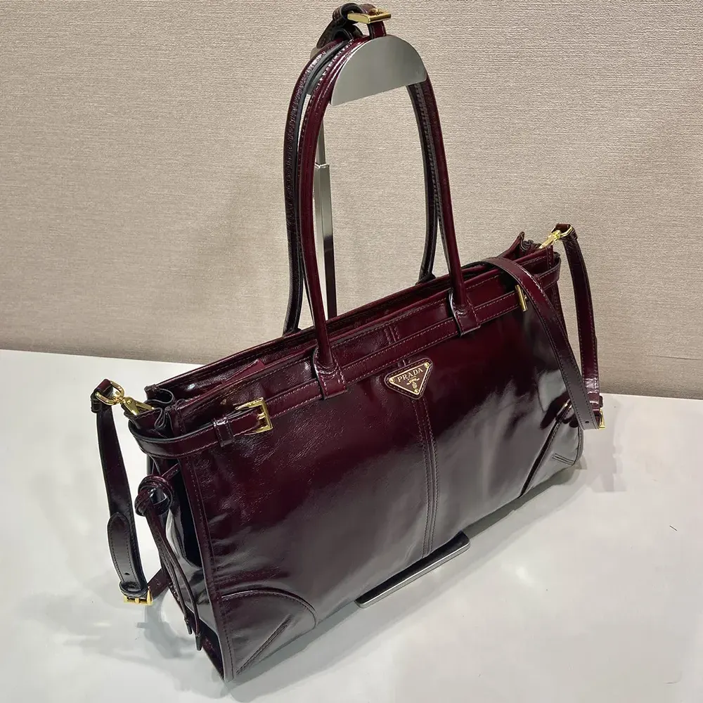 Prada Women Bonnie Medium Leather Handbag-Maroon - image 5