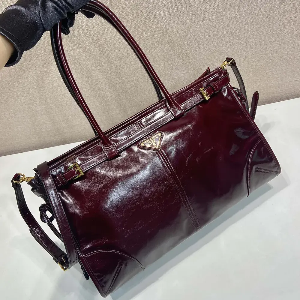 Prada Women Bonnie Medium Leather Handbag-Maroon - image 6