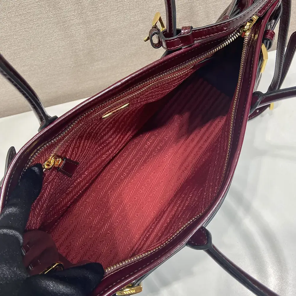 Prada Women Bonnie Medium Leather Handbag-Maroon - image 10
