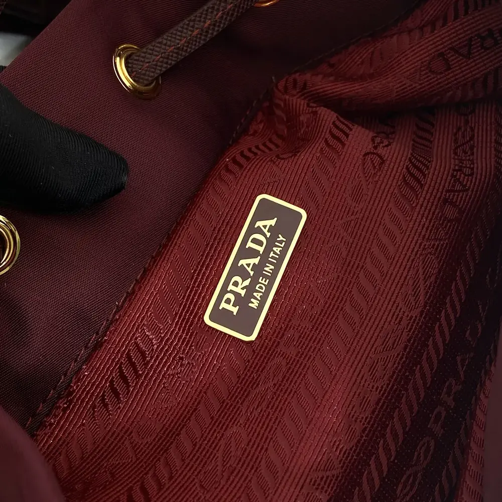 Prada Women Duet Re-Nylon Bucket Bag-Maroon - image 9