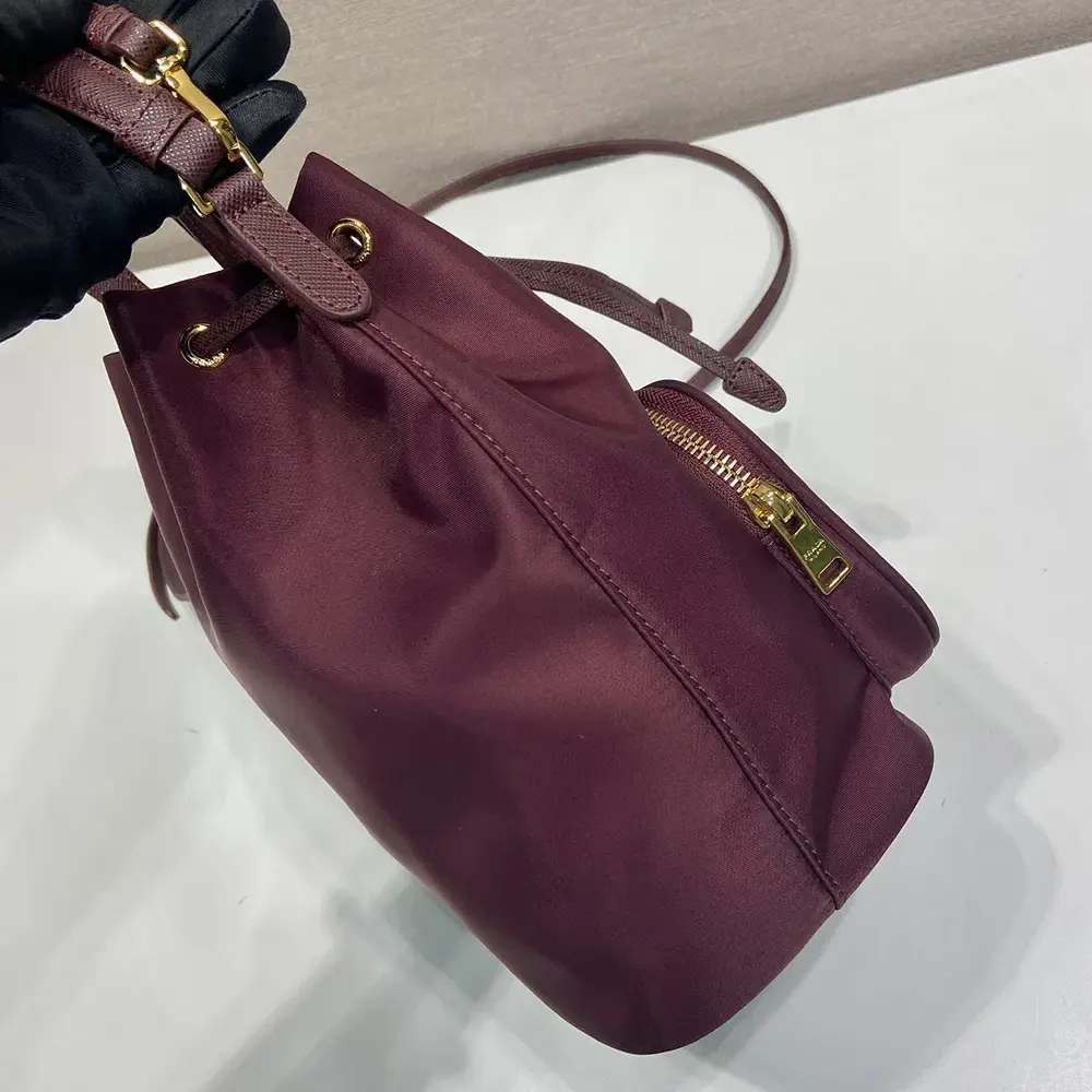 Prada Women Duet Re-Nylon Bucket Bag-Maroon - image 6