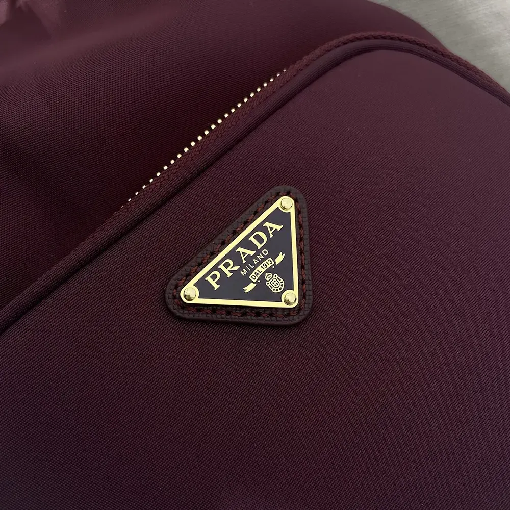 Prada Women Duet Re-Nylon Bucket Bag-Maroon - image 8