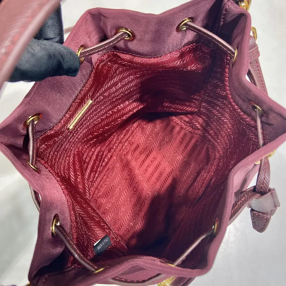 Prada Women Duet Re-Nylon Bucket Bag-Maroon - image 10