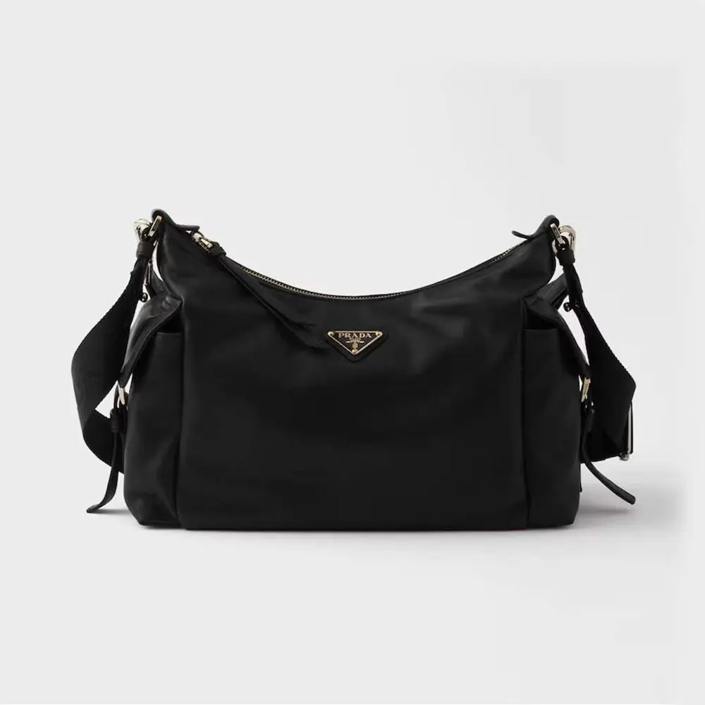 Front view of Prada Women Explore Large Nappa Leather Bag-Black