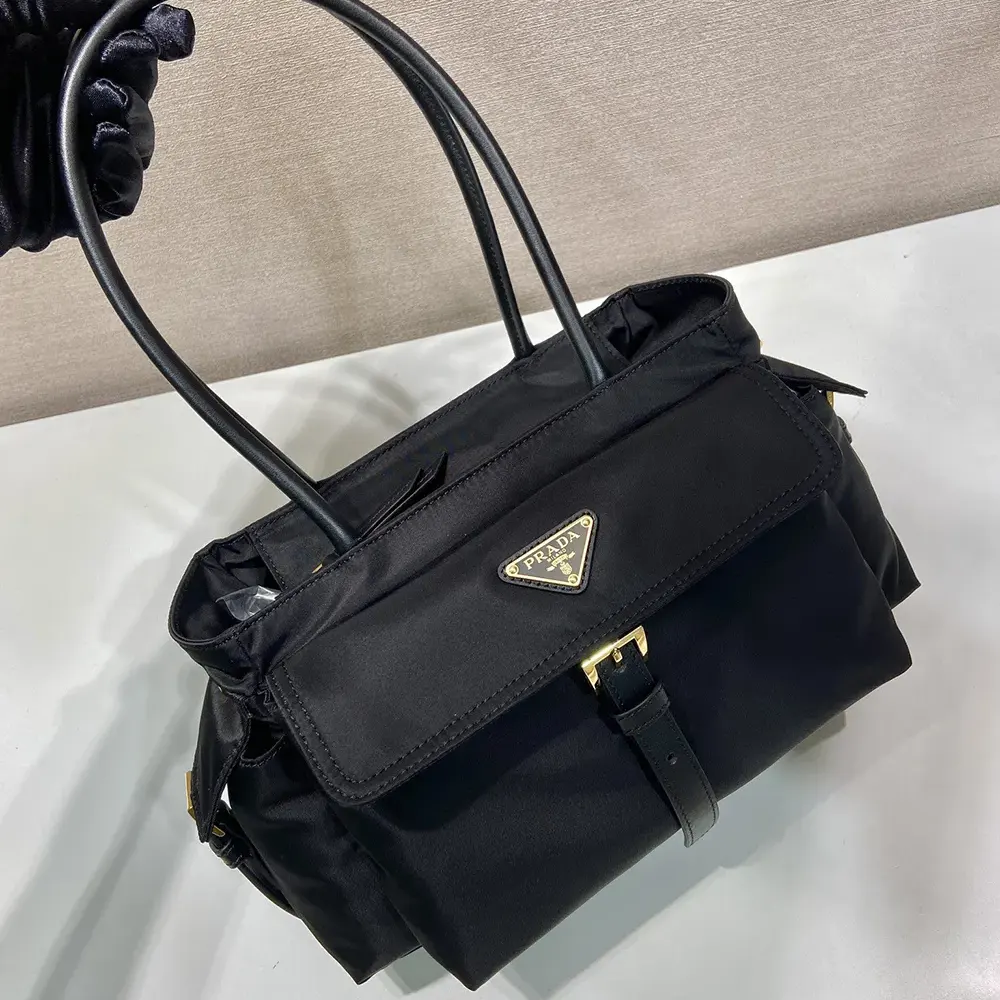 Prada Women Explore Medium Re-Nylon And Leather Tote Bag-Black - image 5