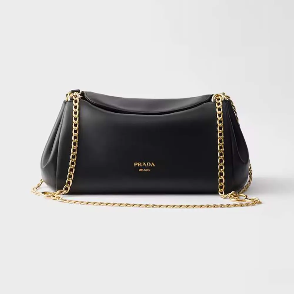 Front view of Prada Women Tumulte Small Nappa Leather Bag-Black