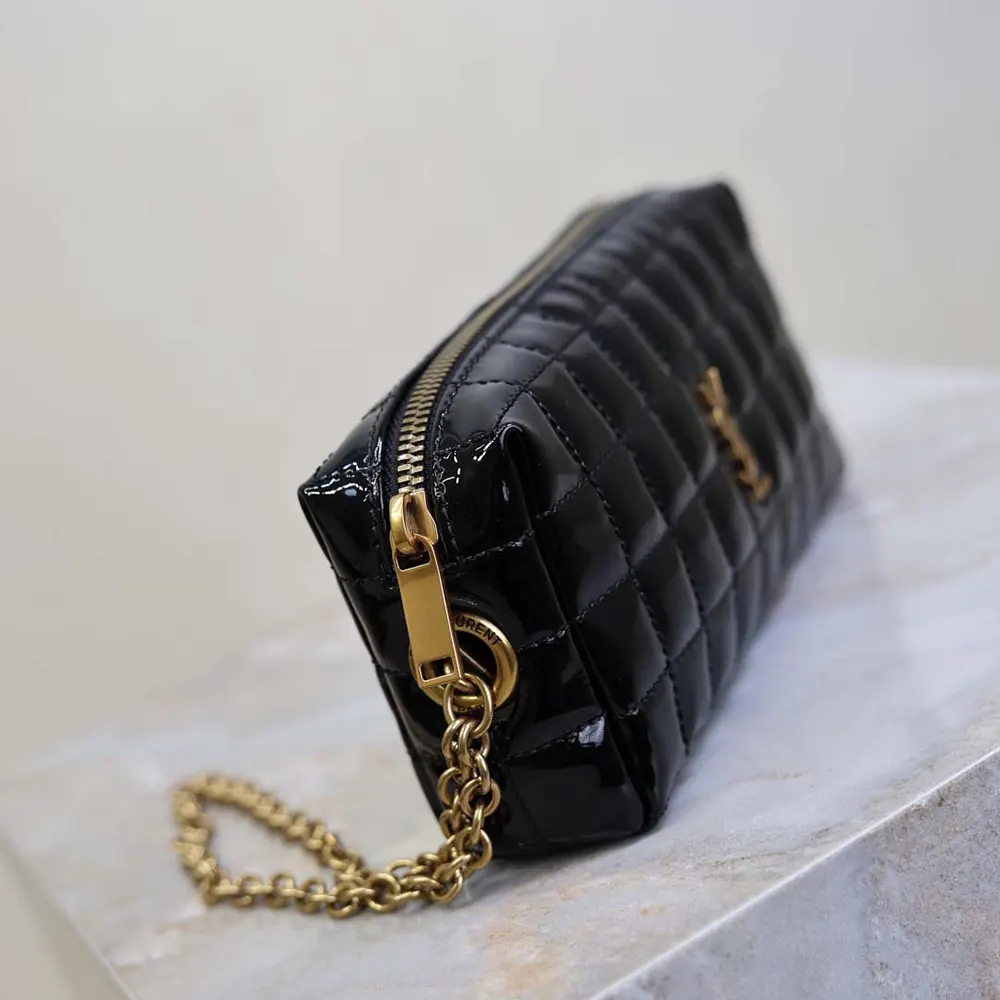 Saint Laurent YSL Women Cassandre Matelassé Carré Pouch On Chain In Shiny Canvas-Black - image 5