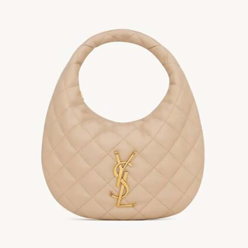 Front view of Saint Laurent YSL Women Icarino In Quilted Nappa-Beige