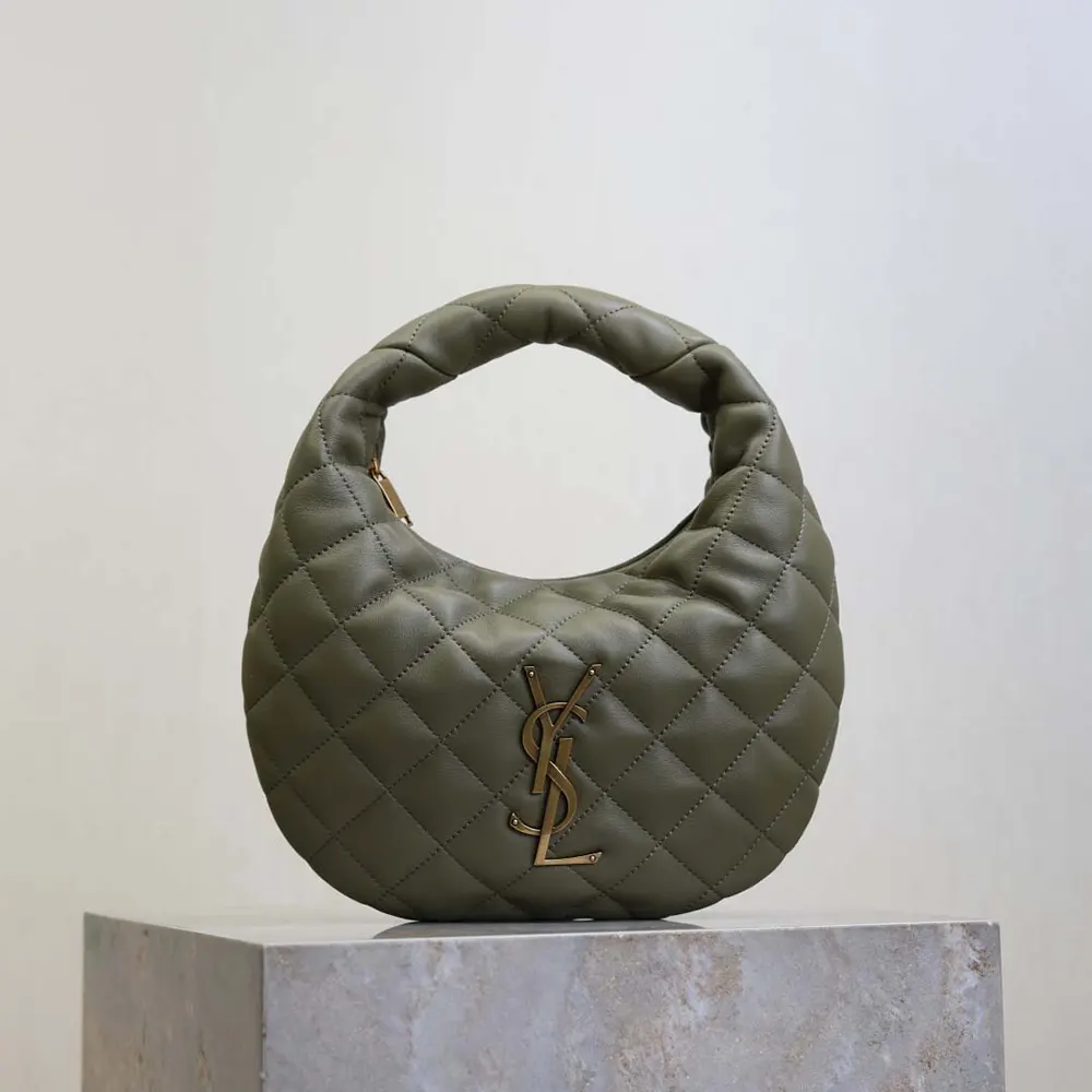Close-up of gold YSL hardware on Icarino quilted nappa bag