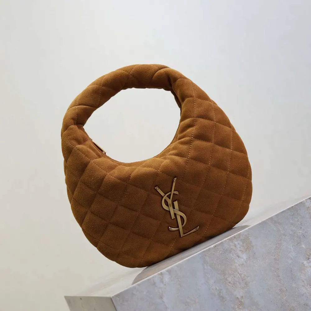 Saint Laurent YSL Women Icarino In Quilted Suede-Brown - image 4