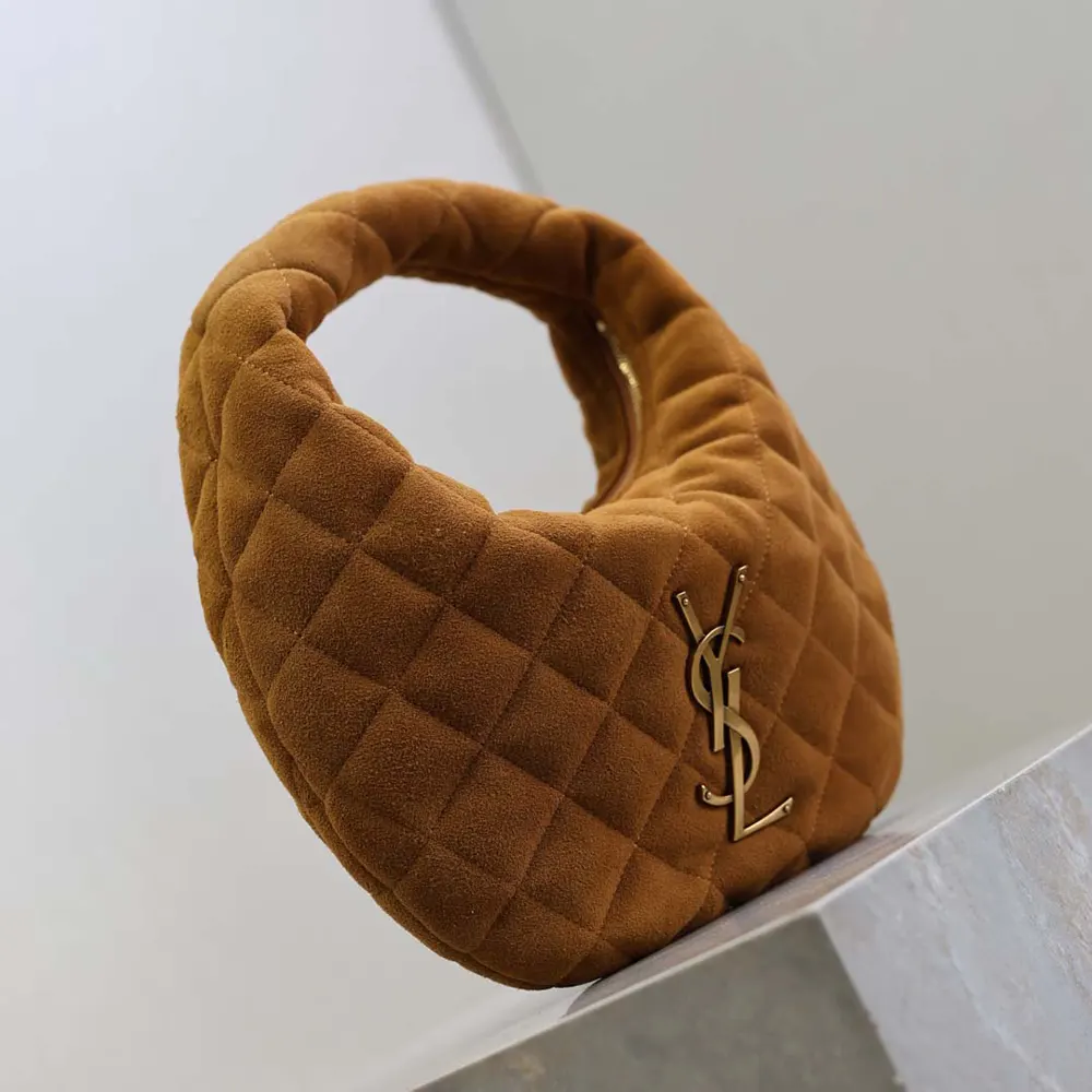 Saint Laurent YSL Women Icarino In Quilted Suede-Brown - image 5