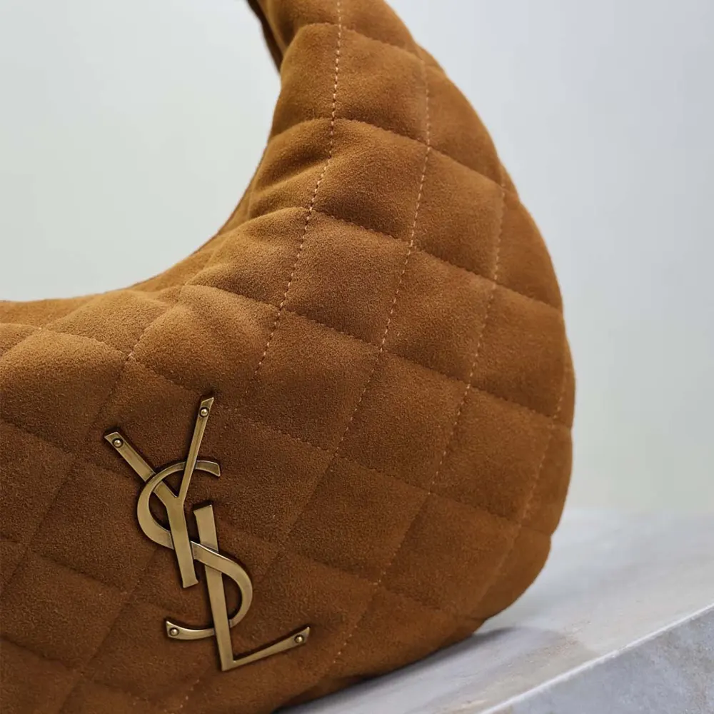 Saint Laurent YSL Women Icarino In Quilted Suede-Brown - image 9
