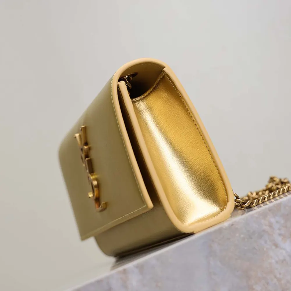 Saint Laurent YSL Women Kate Small In Metallic Leather-Gold - image 8