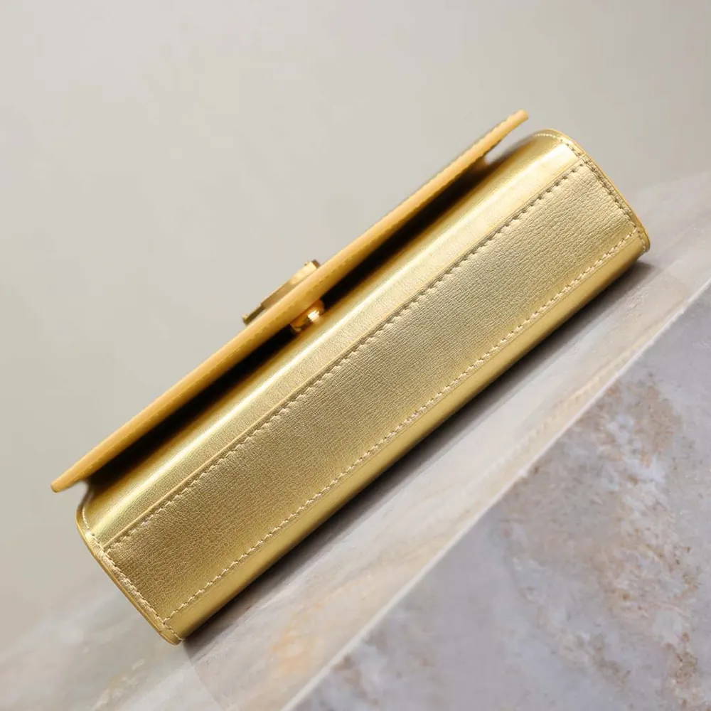 Saint Laurent YSL Women Kate Small In Metallic Leather-Gold - image 9