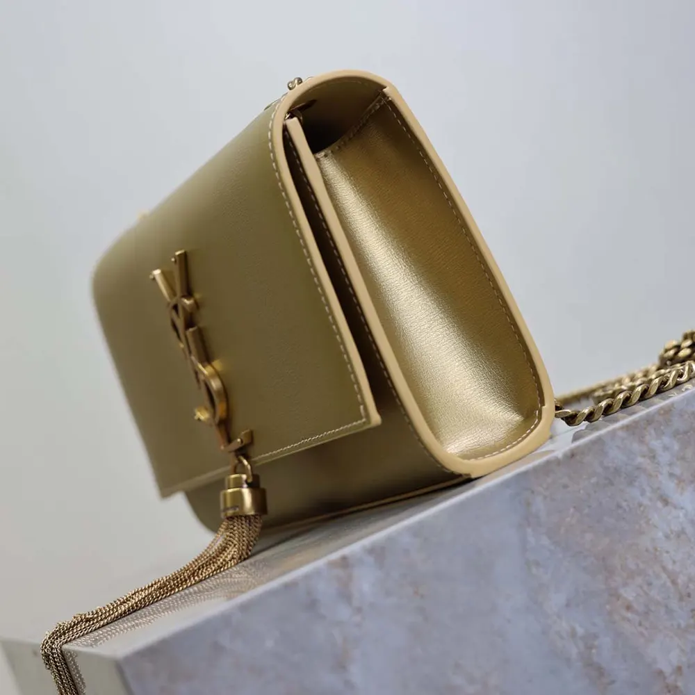 Saint Laurent YSL Women Kate Small Tassel In Metallic Leather-Gold - image 6