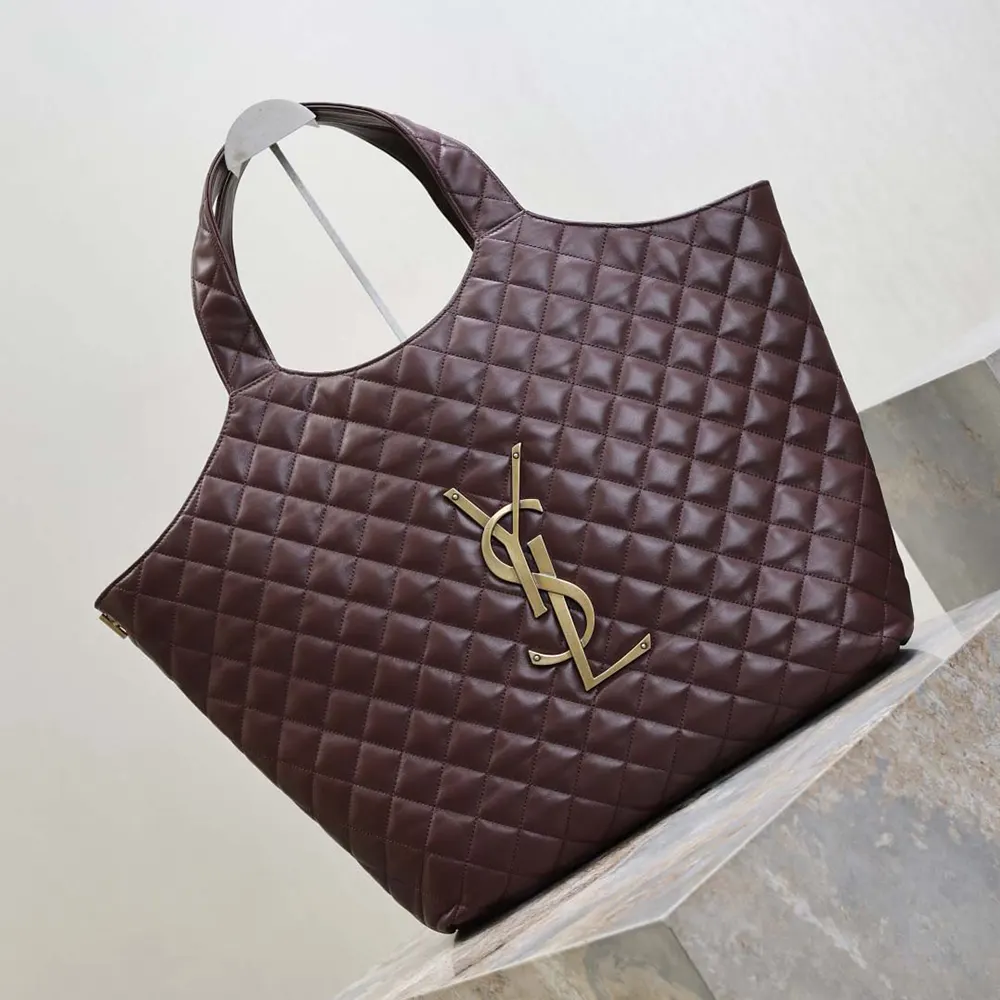 Saint Laurent YSL Women Large Icare In Quilted Nappa Lambskin-Maroon - image 5