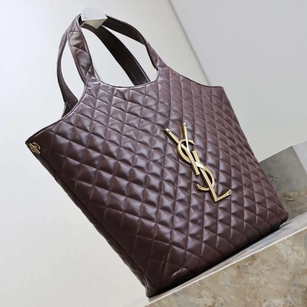 Saint Laurent YSL Women Large Icare In Quilted Nappa Lambskin-Maroon - image 6