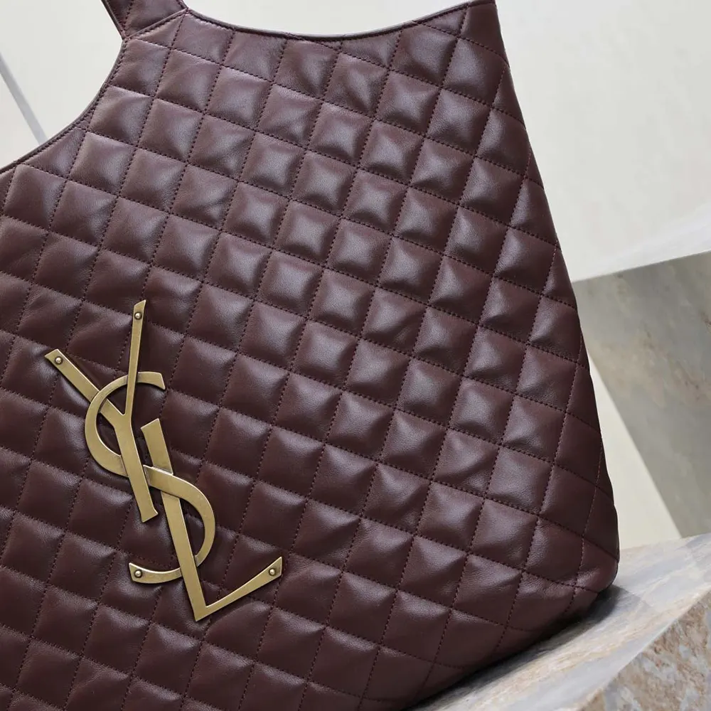 Saint Laurent YSL Women Large Icare In Quilted Nappa Lambskin-Maroon - image 8