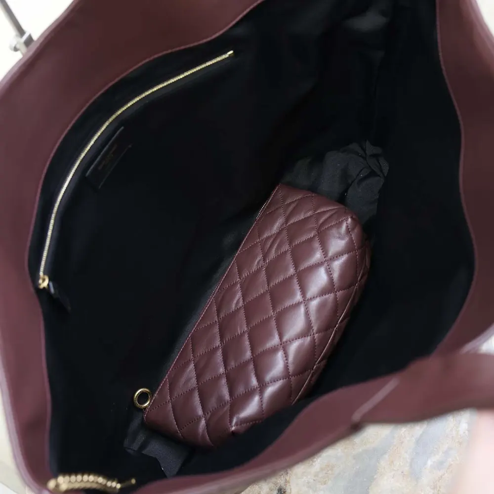 Saint Laurent YSL Women Large Icare In Quilted Nappa Lambskin-Maroon - image 10