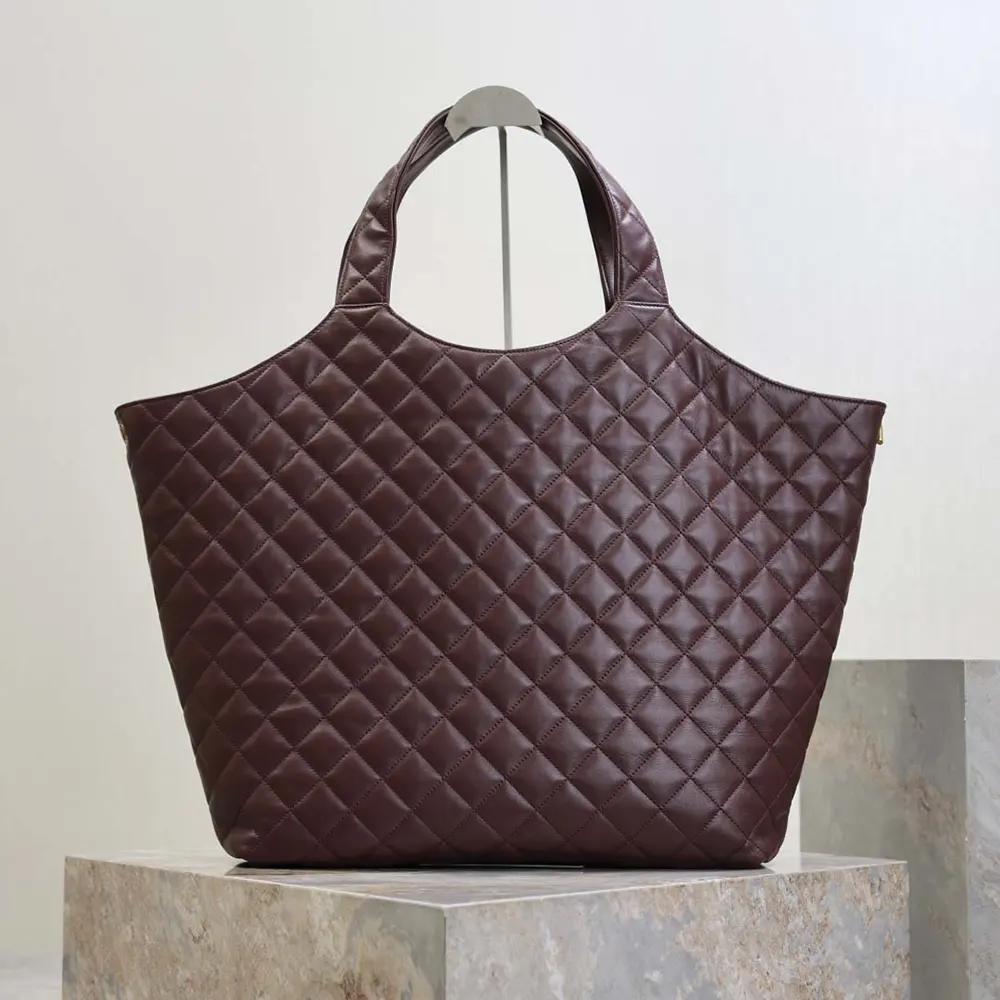 Saint Laurent YSL Women Large Icare In Quilted Nappa Lambskin-Maroon - image 4