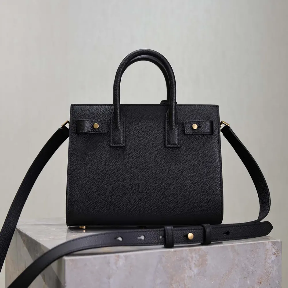 Side profile showing zipper and leather texture on Saint Laurent YSL Women Nano Sac De Jour