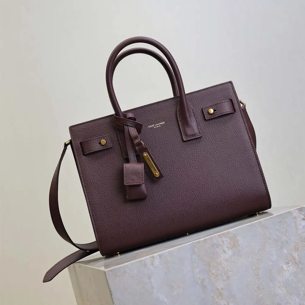 Saint Laurent YSL Women Nano Sac De Jour In Supple Grained Leather-Maroon - image 4