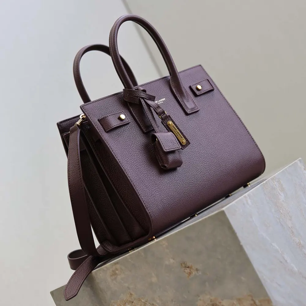 Saint Laurent YSL Women Nano Sac De Jour In Supple Grained Leather-Maroon - image 5