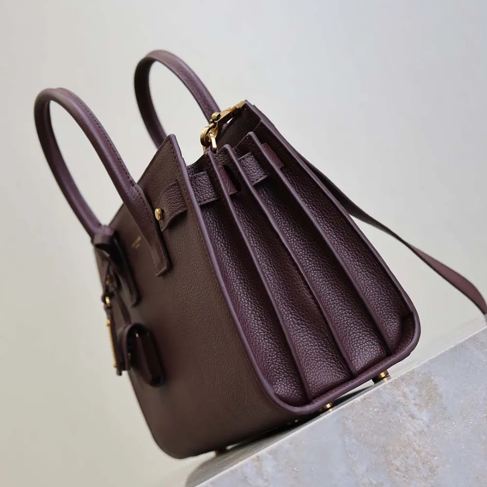 Saint Laurent YSL Women Nano Sac De Jour In Supple Grained Leather-Maroon - image 6