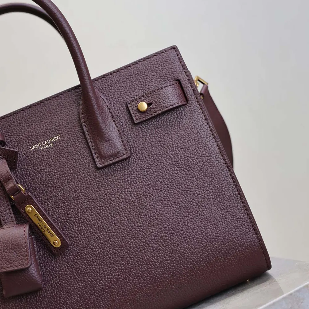 Saint Laurent YSL Women Nano Sac De Jour In Supple Grained Leather-Maroon - image 8
