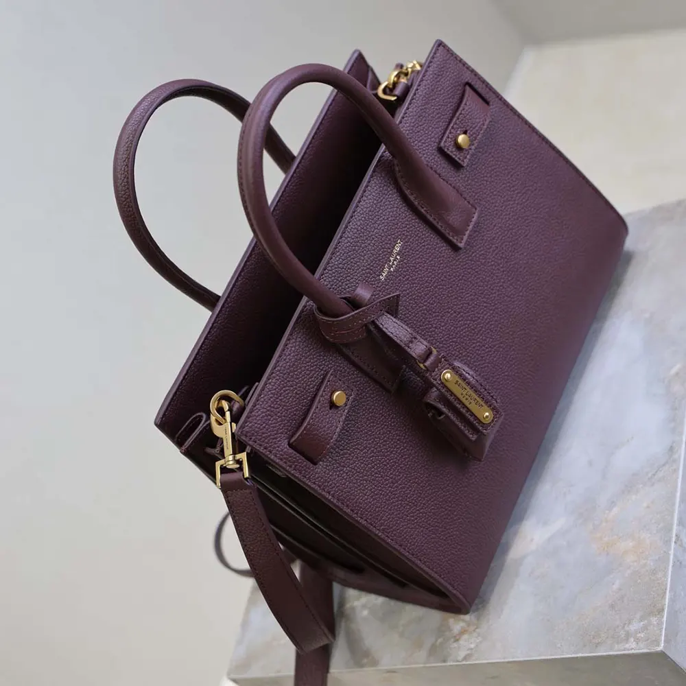 Saint Laurent YSL Women Nano Sac De Jour In Supple Grained Leather-Maroon - image 7