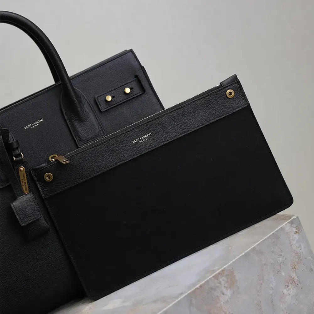 Saint Laurent YSL Women Small Sac De Jour In Supple Grained Leather-Black - image 6