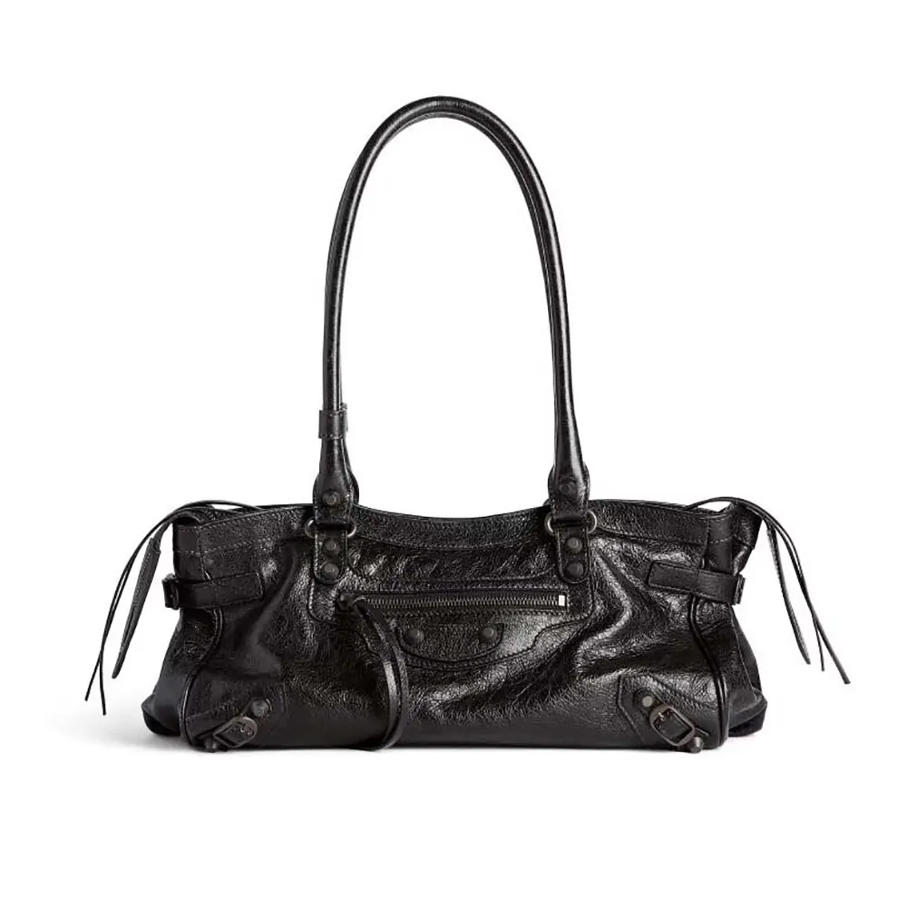 Front view of Balenciaga Women Le City Bag East-West In Black