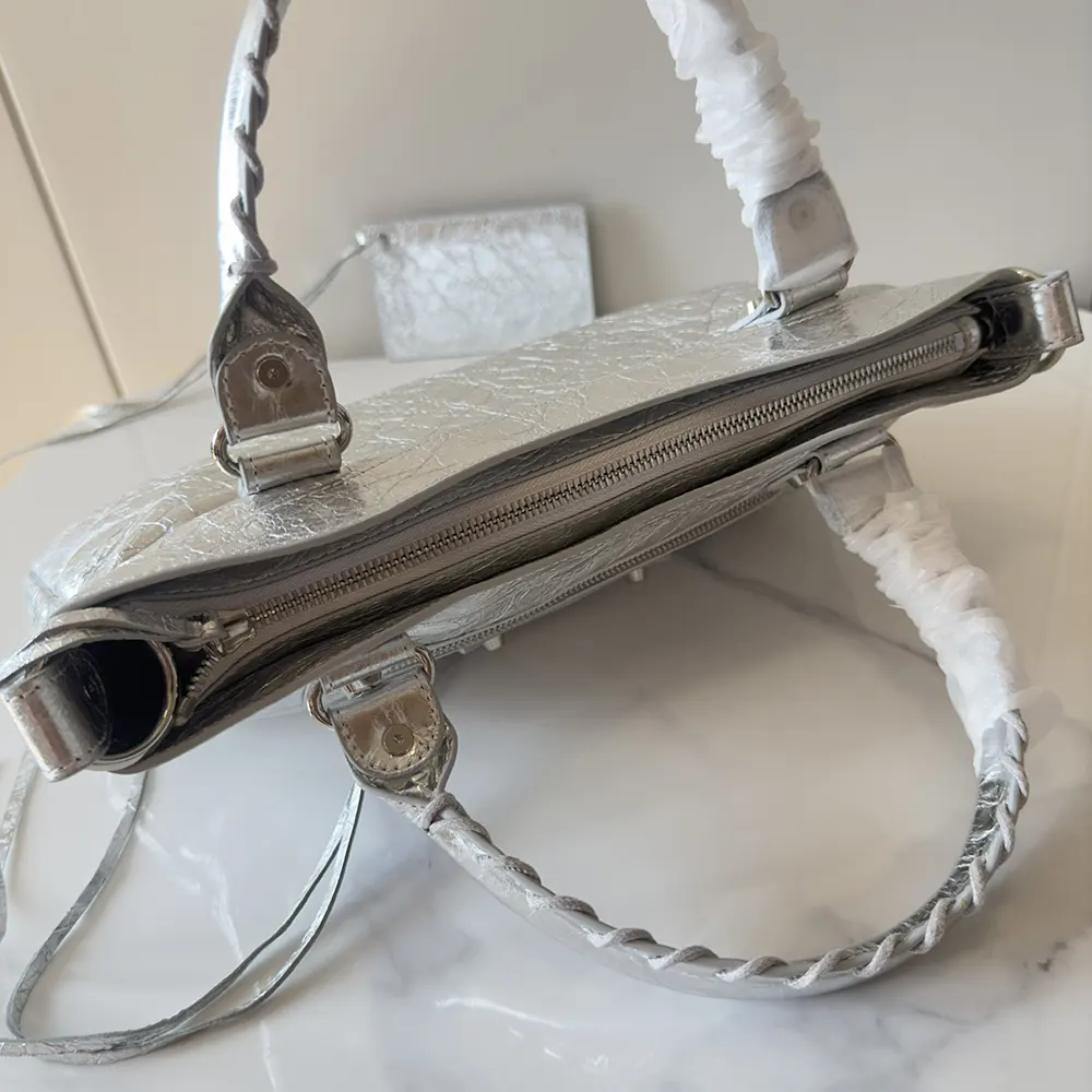 Balenciaga Women Le City First Bag In Silver Metallized Arena Lambskin - image 5