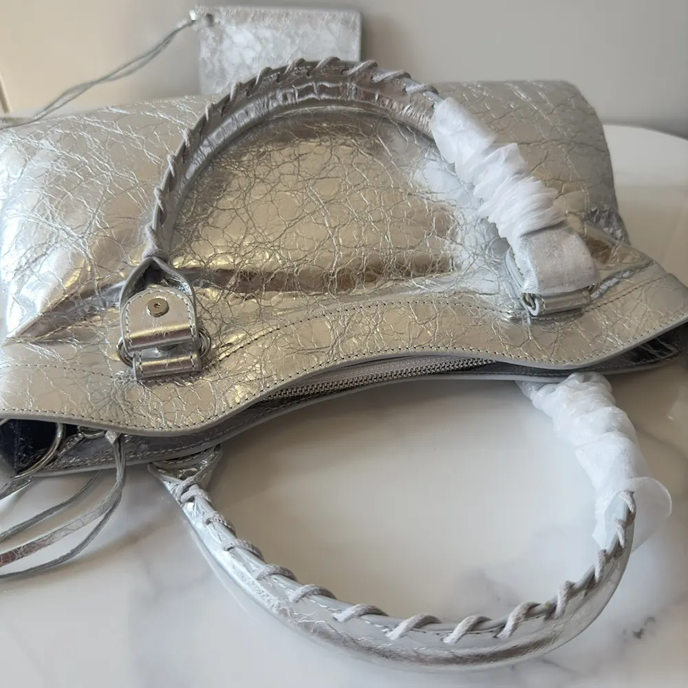 Balenciaga Women Le City First Bag In Silver Metallized Arena Lambskin - image 6