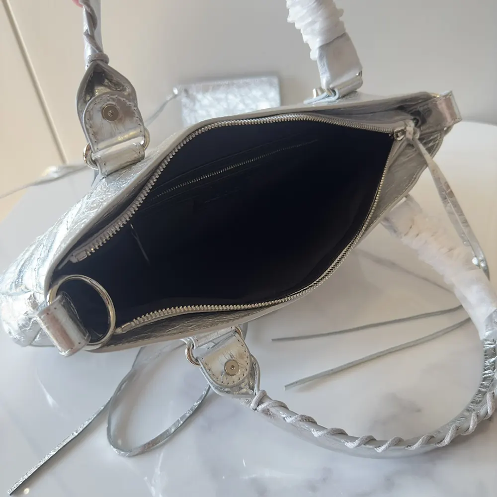 Balenciaga Women Le City First Bag In Silver Metallized Arena Lambskin - image 9