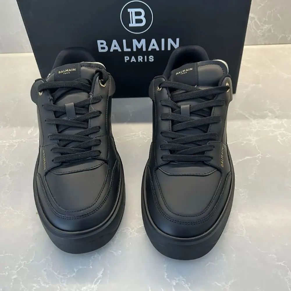 Balmain Unisex B Court Trainers in Calfskin-Black - image 7