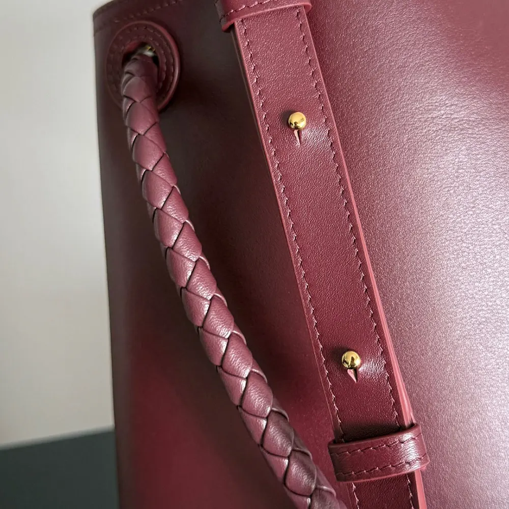 Bottega Veneta Women Andiamo Bucket in Silky Calf Leather-Maroon - image 8