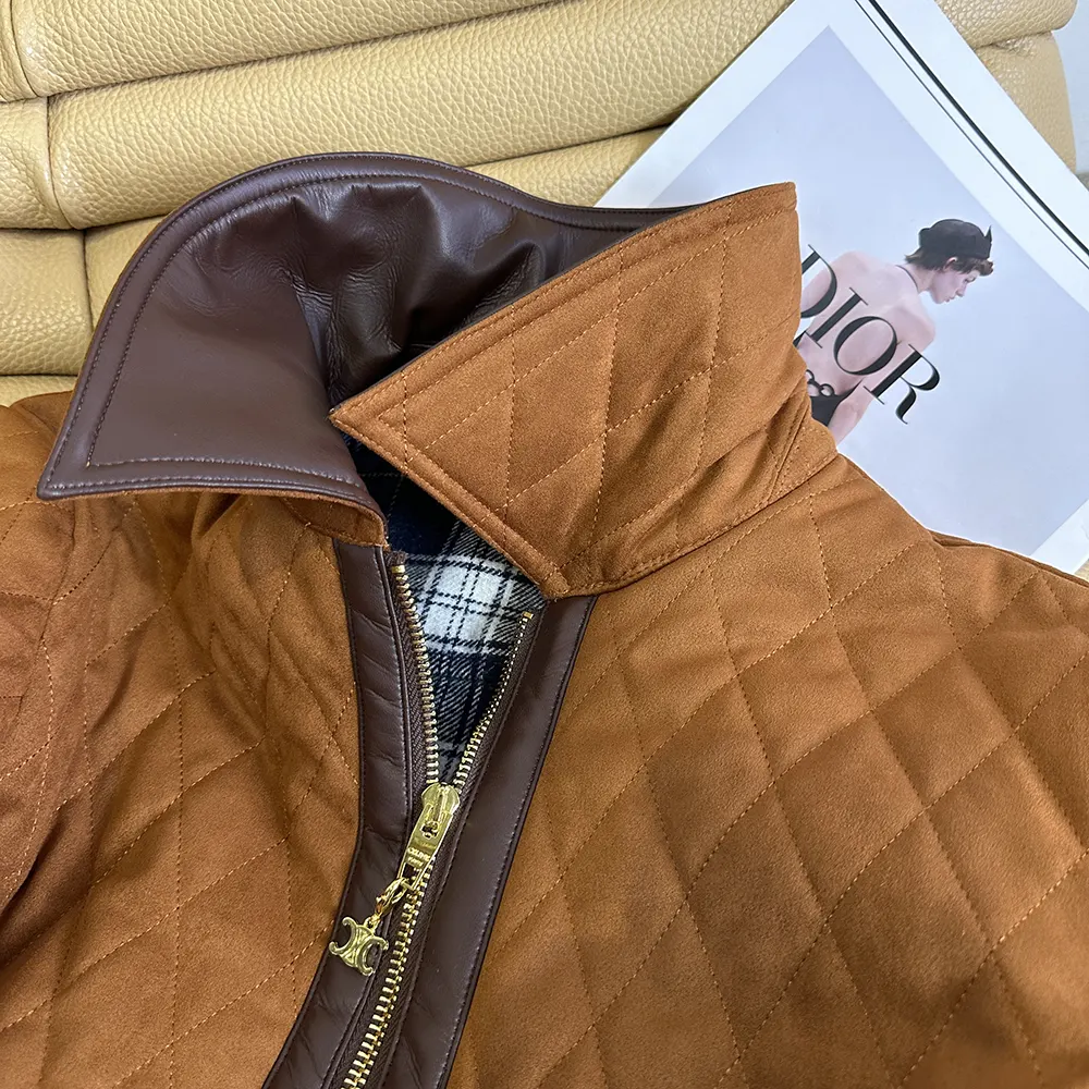 Celine Women Quilted Jacket In Suede-Brown - image 8